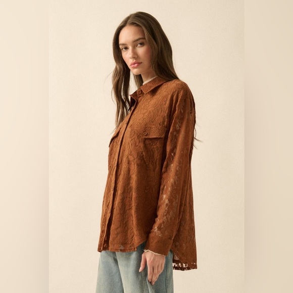 Women's Brown Lace Jacket - Picture 2 of 3